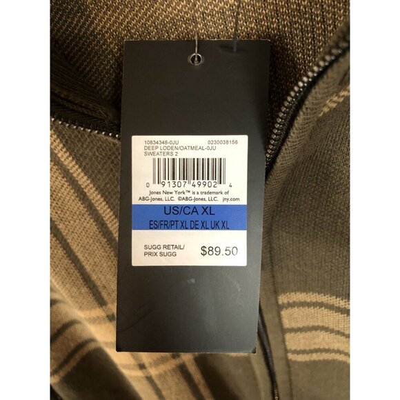 NWT Jones New York Signature Plaid Full-Zip Sweater Mens XL Cabin Loungewear - Picture 4 of 8